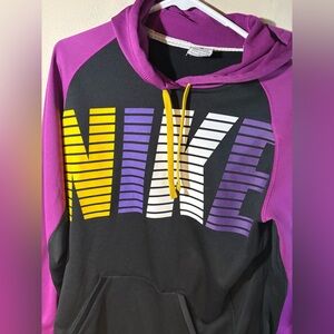 Nike Sz L Color block Logo Pull on Sweatshirt Hoodie